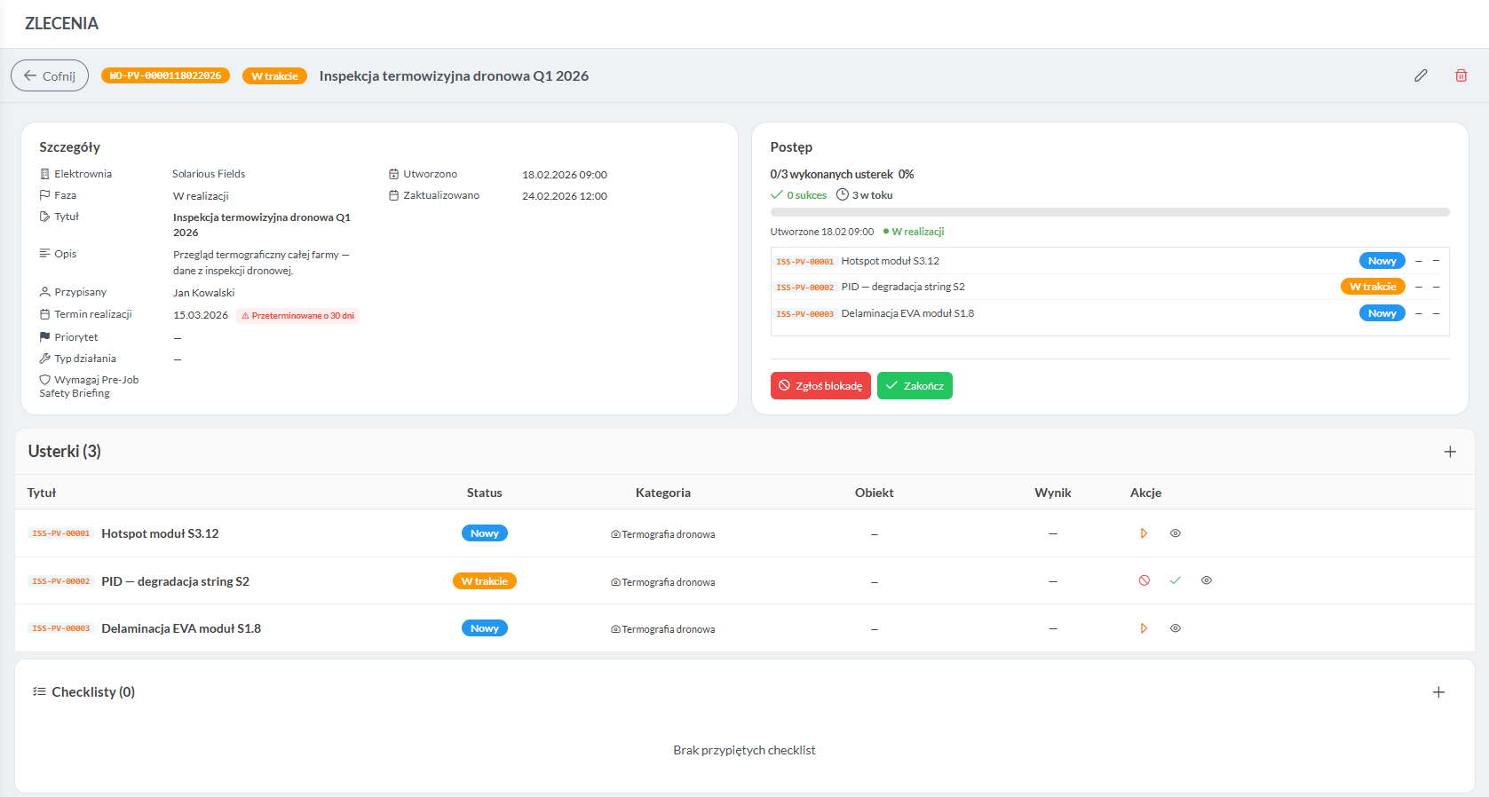 Szczegóły zlecenia z pełnym kontekstem